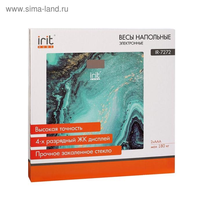 Весы напольные Irit IR-7272, электронные, до 180 кг, 2хААА, стекло, рисунок Весы напольные Irit IR-7272, электронные, до 180 кг, 2хААА, стекло, рисунок