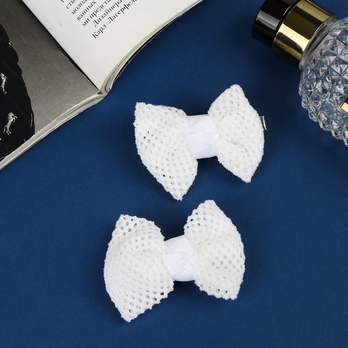 Зажим для волос  Зажим для волос "Школьница" (набор 2 шт) галант, 6 см, белый