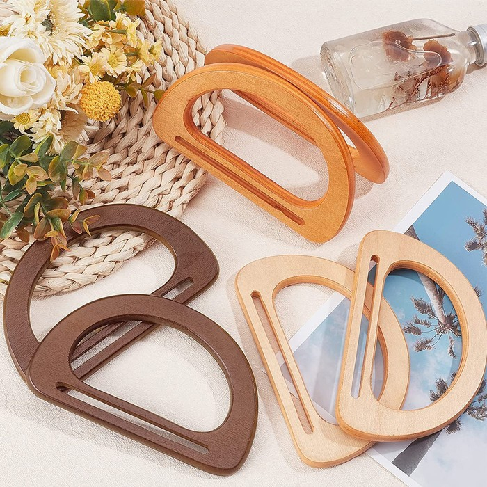 Ручки для сумки деревянные, 10 × 18 см, 2 шт, цвет бежевый Ручки для сумки деревянные, 10 × 18 см, 2 шт, цвет бежевый