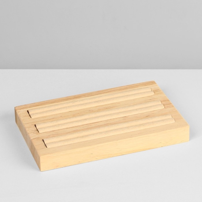 Подставка под кольца, 3 полосы, дерево,15×10×2, см цвет белый Подставка под кольца, 3 полосы, дерево,15×10×2, см цвет белый