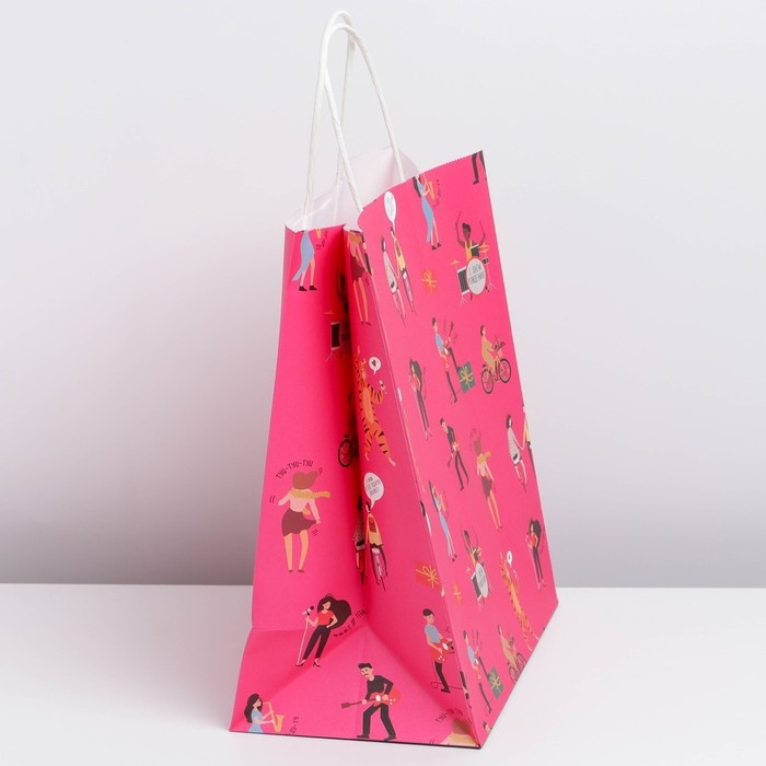 Пакет подарочный крафтовый, упаковка, «С днём рождения», 28 х 32 х 15 см