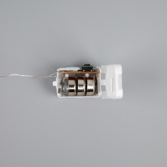 Гирлянда «Нить» 1 м роса. IP20, нить серебристая, 10 LED, 4.6 В, AG13x3 (в комплекте), 3 режима, свечение красное
