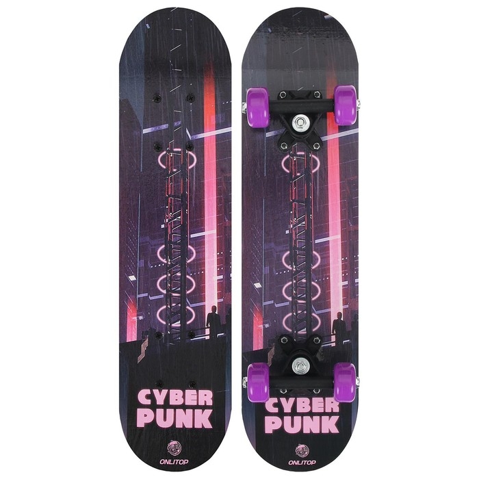 Скейтборд подростковый ONLITOP «Киберпанк», 62×16 см, колёса PVC 50 мм, пластиковая рама