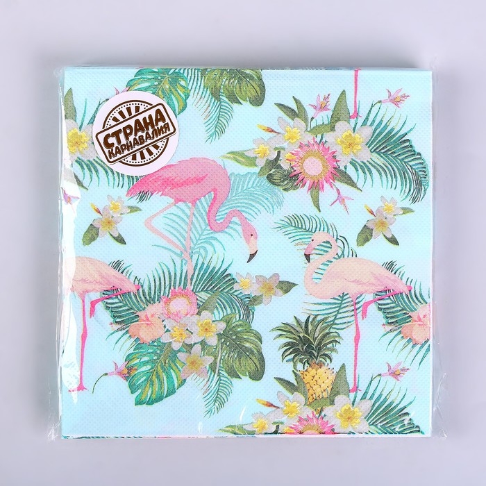 Салфетки бумажные «Фламинго с цветами», 33х33 см, набор 20 шт. Салфетки бумажные «Фламинго с цветами», 33х33 см, набор 20 шт.