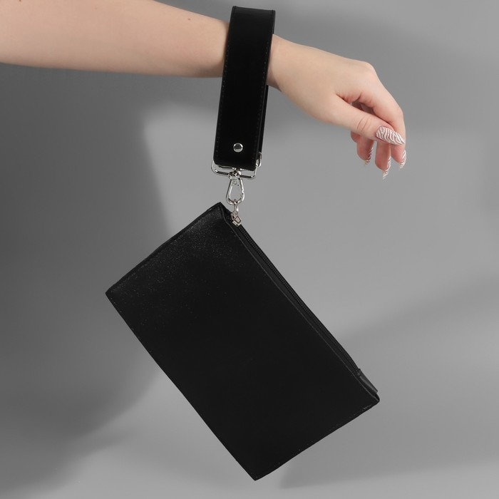 Ручка для сумки, с карабинами, 35 ± 1 см × 3,5 см, цвет чёрный/серебряный Ручка для сумки, с карабинами, 35 ± 1 см × 3,5 см, цвет чёрный/серебряный