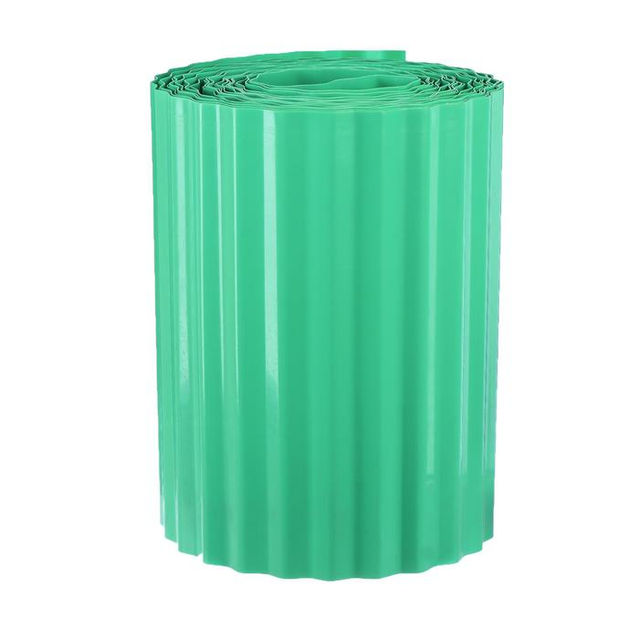 Лента бордюрная, 0.2 × 9 м, толщина 0.6 мм, пластиковая, гофра, зелёная, Greengo