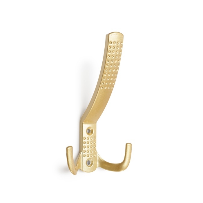 Крючок мебельный ТУНДРА TKT001, трехрожковый, матовое золото Крючок мебельный ТУНДРА TKT001, трехрожковый, матовое золото