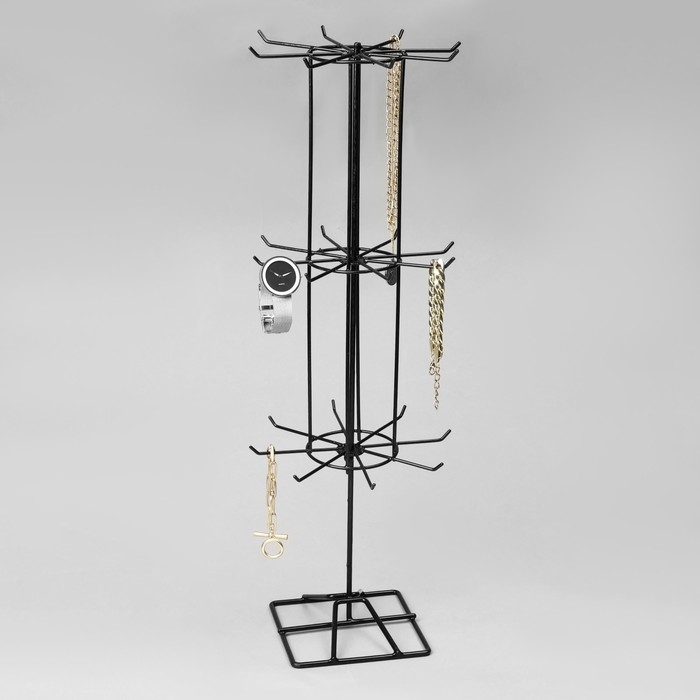 Вертушка, 3 яруса по 8 крючков, 20×20×61, цвет чёрный Вертушка, 3 яруса по 8 крючков, 20×20×61, цвет чёрный