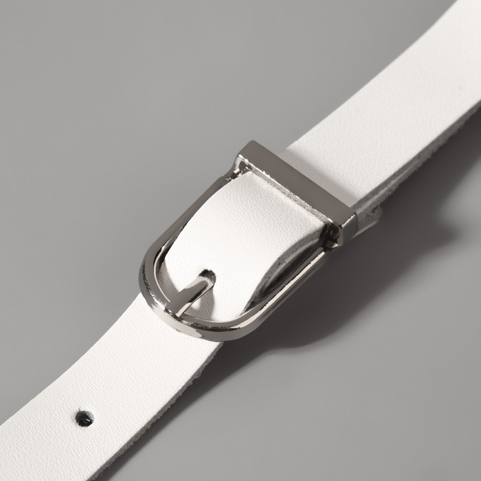 Ручка для сумки из натуральной кожи, регулируемая, с карабинами, 125 ± 2 см × 1,2 см, цвет белый/серебряный Ручка для сумки из натуральной кожи, регулируемая, с карабинами, 125 ± 2 см × 1,2 см, цвет белый/серебряный