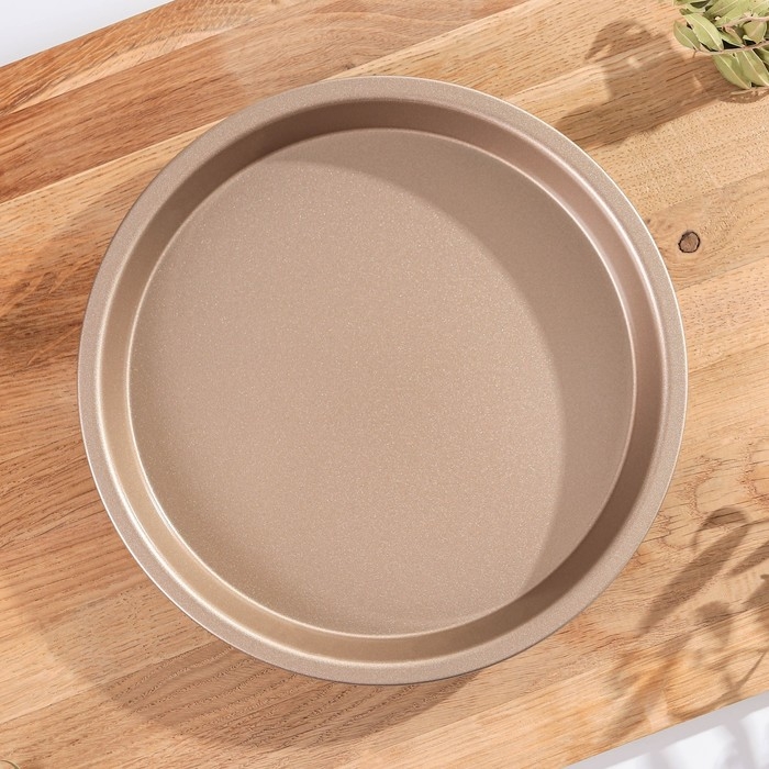 Форма для выпечки Доляна &laquo;Круг. Золото&raquo;, d=20 см, антипригарное покрытие, цвет коричневый