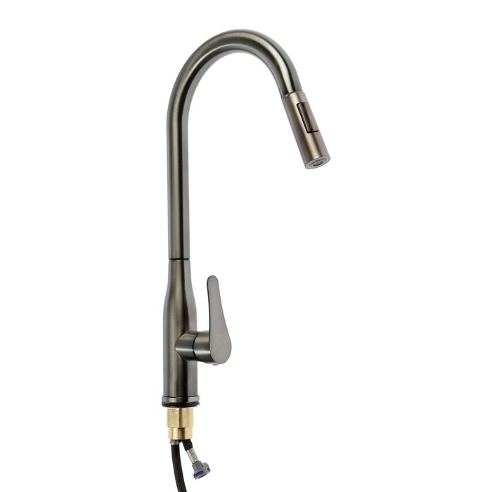 Смеситель для кухни ZEIN Z3780, однорычажный, вытяжной излив, аэратор 2 режима, графит Смеситель для кухни ZEIN Z3780, однорычажный, вытяжной излив, аэратор 2 режима, графит