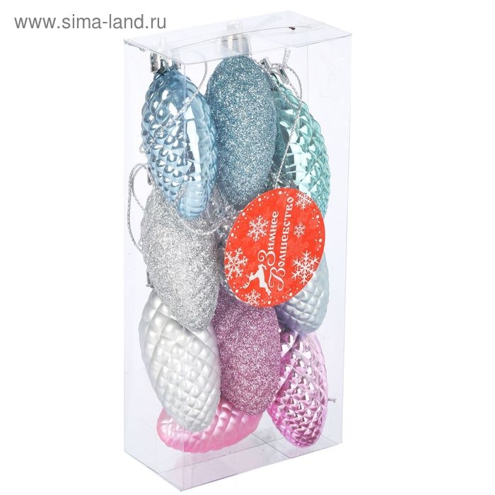 Украшение ёлочное Украшение ёлочное "Шишка - морозная нежность" (набор 10 шт) 5х2,5 см, ассорти