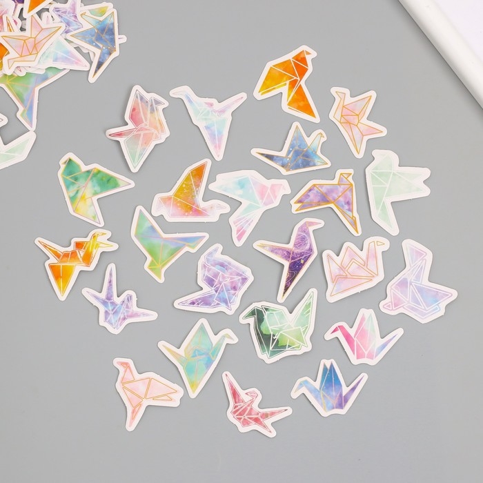 Наклейки для творчества Наклейки для творчества "Бумажные журавлики" набор 46 шт 6,4х4,4 см