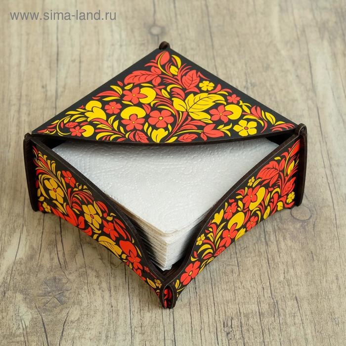 Салфетница деревянная  Салфетница деревянная "Хохлома чёрная", цветная