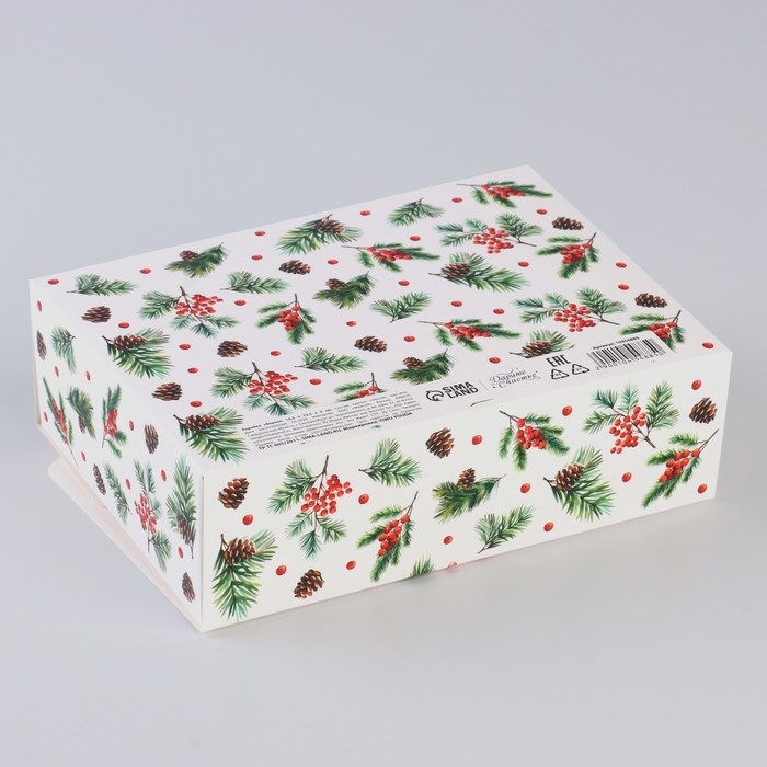 Коробка новогодняя складная «Снегири» 16.5 х 12.5 х 5 см, Новый год Коробка новогодняя складная «Снегири» 16.5 х 12.5 х 5 см, Новый год