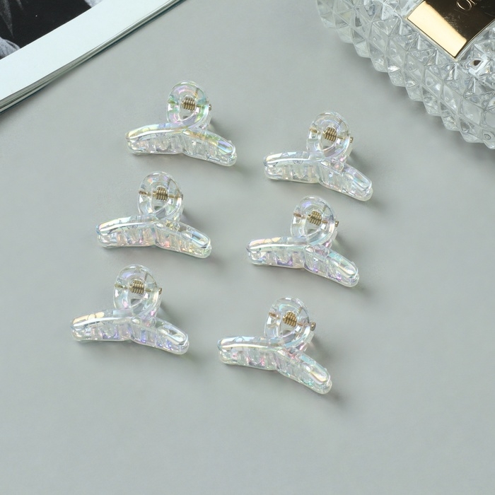 Краб для волос  Краб для волос "Аванти" (набор 6 шт) петля, 3 см, прозрачный