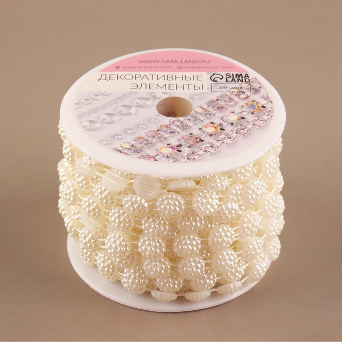 Жемчуг на нитях, плоский, 10 мм, 9 ± 1 м, цвет молочный Жемчуг на нитях, плоский, 10 мм, 9 ± 1 м, цвет молочный