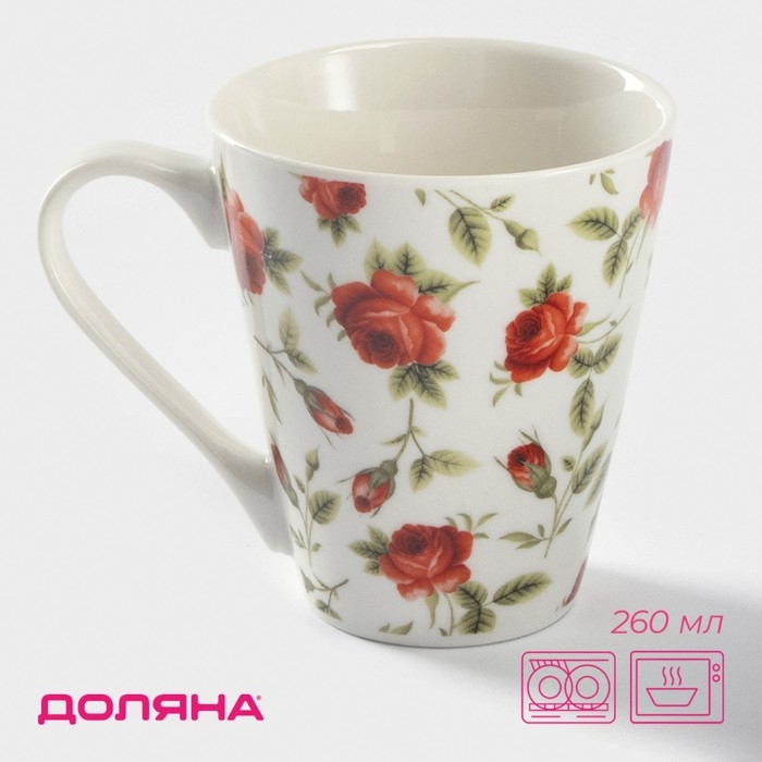 Кружка фарфоровая Доляна &laquo;Цветочный принт&raquo;, 260 мл