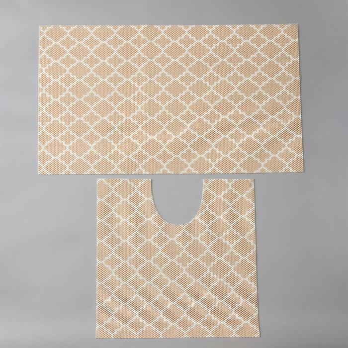 Набор ковриков для ванны и туалета, 2 шт: 50×52, 50×85 см, ПВХ