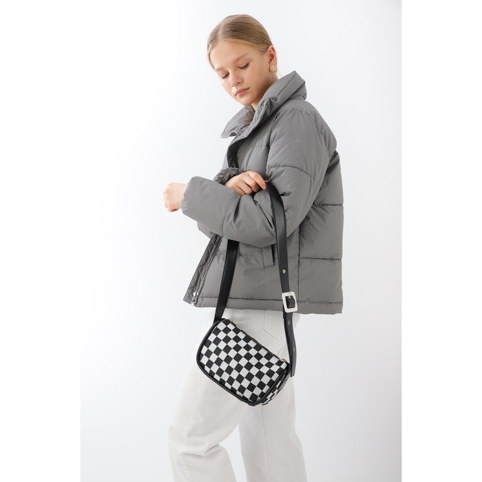 Сумка-кросс-боди на молнии, цвет серый/чёрный Сумка-кросс-боди на молнии, цвет серый/чёрный