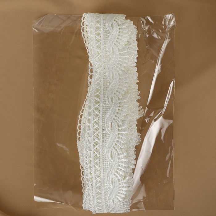 Кружево гипюровое, 42 мм × 11 ± 1 м, цвет айвори Кружево гипюровое, 42 мм × 11 ± 1 м, цвет айвори