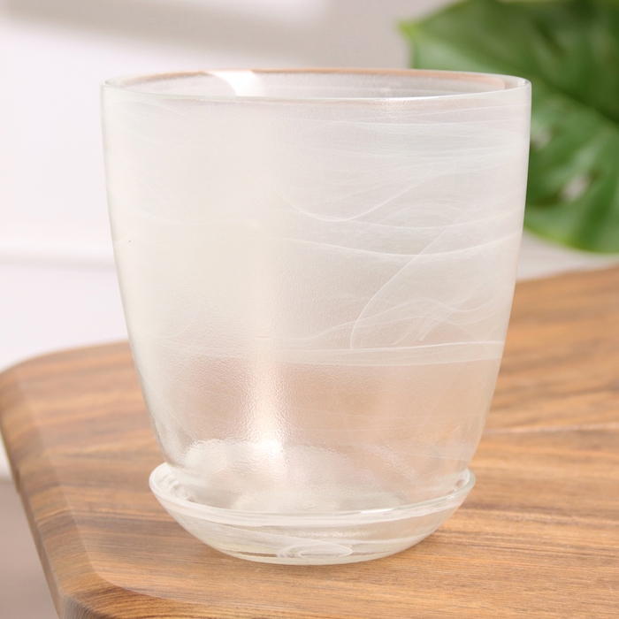 Горшок цветочный с поддоном №3 Горшок цветочный с поддоном №3 "Алеб" белый, 1 л