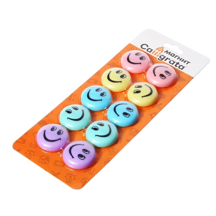 Набор магниты для доски d-3см, 10 штук, на блистере, пастель Набор магниты для доски d-3см, 10 штук, на блистере, пастель