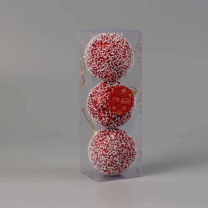 Набор шаров пластик d-8 см, 3 шт Набор шаров пластик d-8 см, 3 шт "Калеб" красный