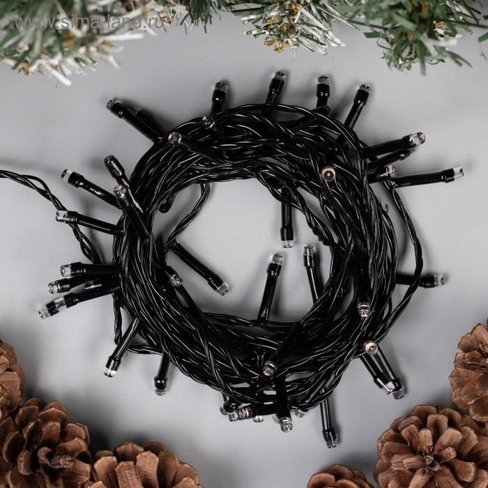 Гирлянда «Нить» 5 м, IP20, тёмная нить, 50 LED, свечение фиолетовое, 8 режимов, 220 В Гирлянда «Нить» 5 м, IP20, тёмная нить, 50 LED, свечение фиолетовое, 8 режимов, 220 В