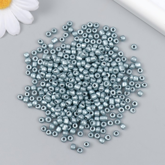 Бисер стекло 6/0  Бисер стекло 6/0 "Серо-бирюзовый" металлик 450 гр
