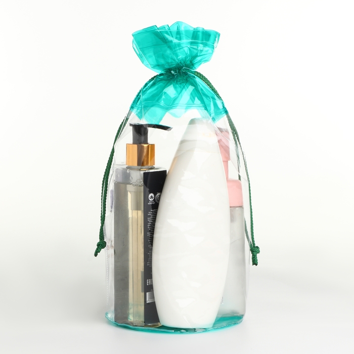 Косметичка на шнуре, цвет прозрачный/зелёный Косметичка на шнуре, цвет прозрачный/зелёный