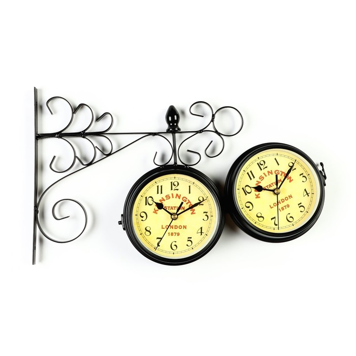 Часы настенные двусторонние, на подвесе  Часы настенные двусторонние, на подвесе "Тактоо", бесшумные, 24 х 30 см