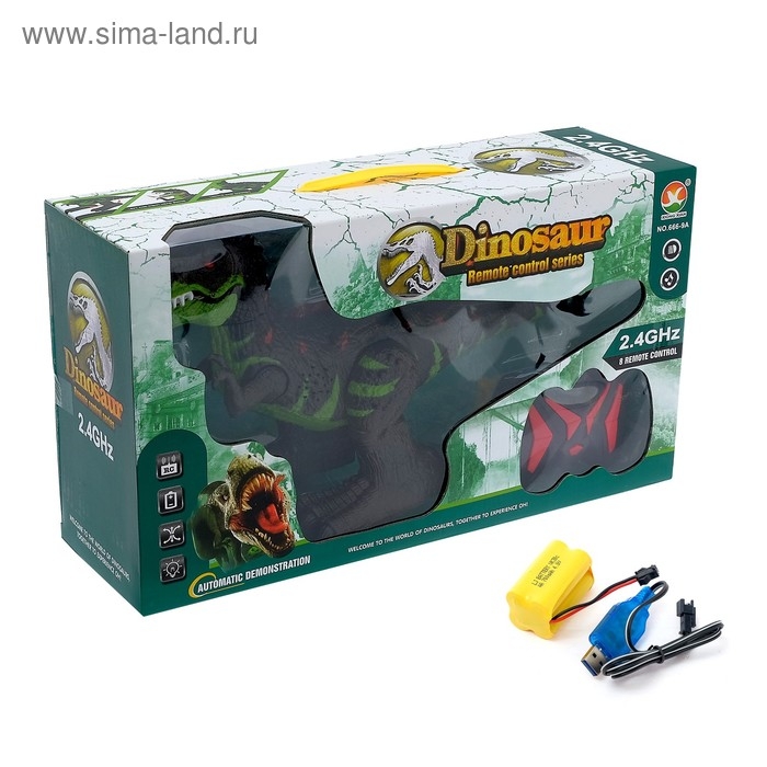 Динозавр радиоуправляемый T-REX, двигает головой, работает от аккумулятора, свет и звук, МИКС Динозавр радиоуправляемый T-REX, двигает головой, работает от аккумулятора, свет и звук, МИКС