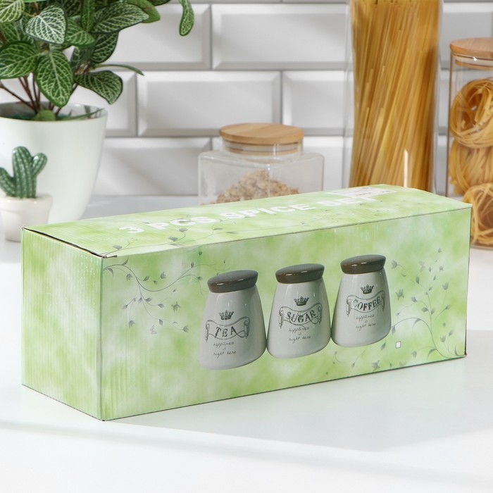 Набор банок керамических для сыпучих продуктов «Винтаж», 750 мл, 3 предмета