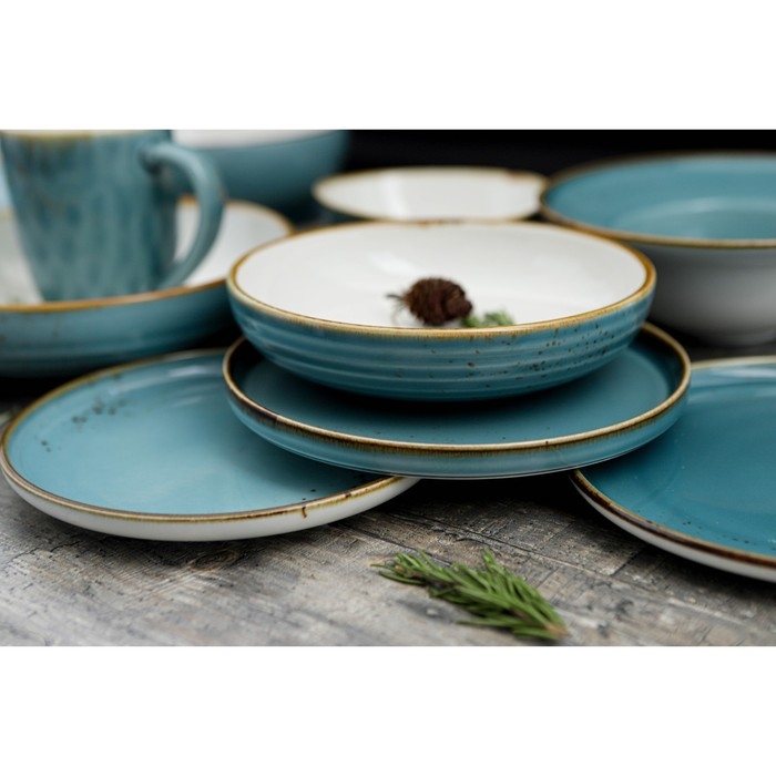 Тарелка фарфоровая глубокая Magistro «Церера», 1,1 л, d=22 см, цвет голубой Тарелка фарфоровая глубокая Magistro «Церера», 1,1 л, d=22 см, цвет голубой