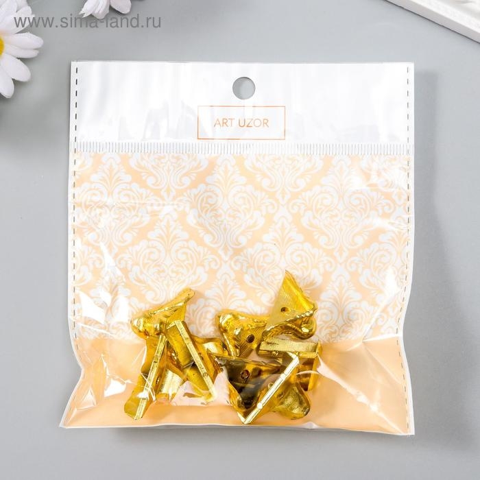 Уголок (ножка) для шкатулки пластик Уголок (ножка) для шкатулки пластик "Рептилия" золото набор 8 шт C003 2х1,8 см