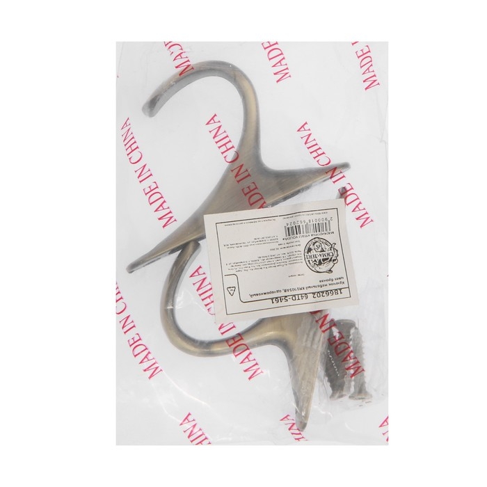 Крючок мебельный ТУНДРА TKO024, однорожковый, бронза, 2 шт Крючок мебельный ТУНДРА TKO024, однорожковый, бронза, 2 шт