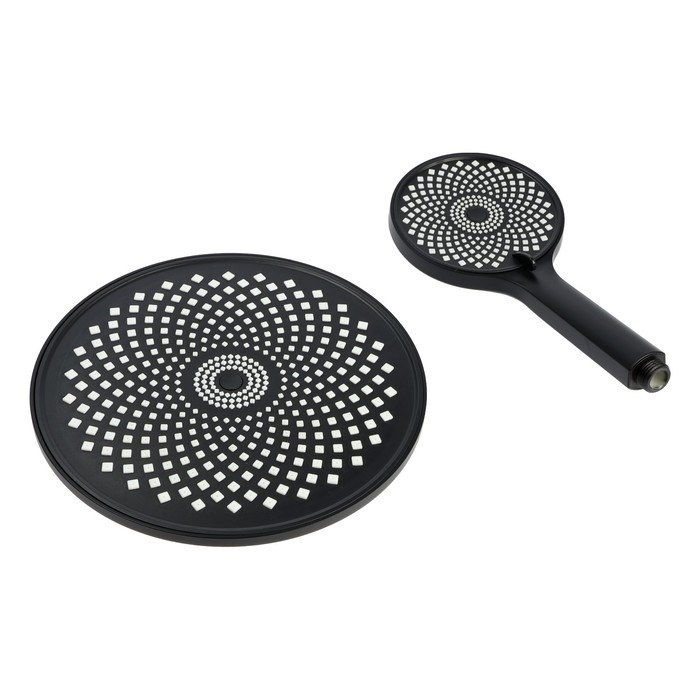 Набор леек для душа ZEIN Z3556, верхняя на шарнире d=22 cм, ручная 3 режима d=12 cм, черная Набор леек для душа ZEIN Z3556, верхняя на шарнире d=22 cм, ручная 3 режима d=12 cм, черная