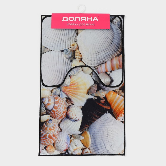 Коврики для ванной и туалета Доляна «Ракушки», 2 шт: 40×45 см, 45×75 см