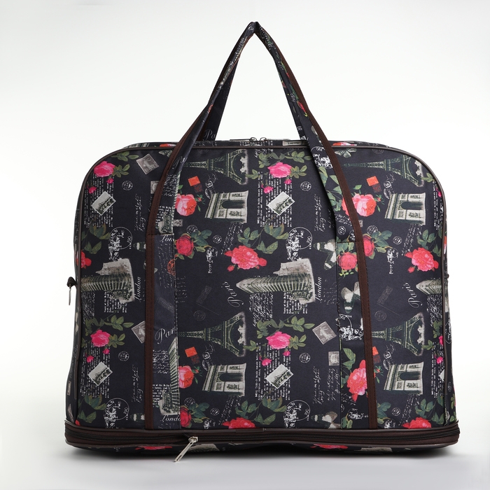 Сумка дорожная женская на молнии, с увеличением, 3 наружных кармана, длинный ремень, цвет чёрный Сумка дорожная женская на молнии, с увеличением, 3 наружных кармана, длинный ремень, цвет чёрный