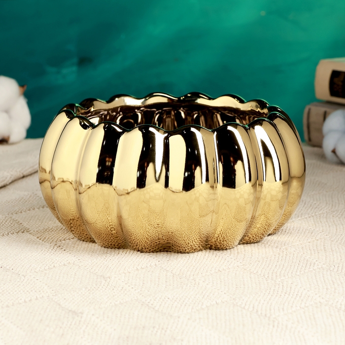 Кашпо - бонсай  Кашпо - бонсай "Клео" для кактусов и суккулентов, золотое, 17х17х8см