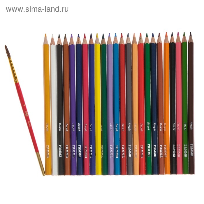 Карандаши цветные акварельные 24 цвета,  Карандаши цветные акварельные 24 цвета, "Гамма" "Лицей", с кистью, шестигранные