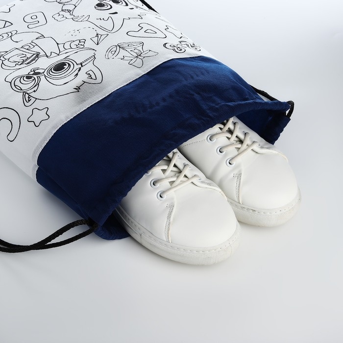 Мешок для обуви под раскраску «Зверята» 34х40 см, спанбонд Мешок для обуви под раскраску «Зверята» 34х40 см, спанбонд