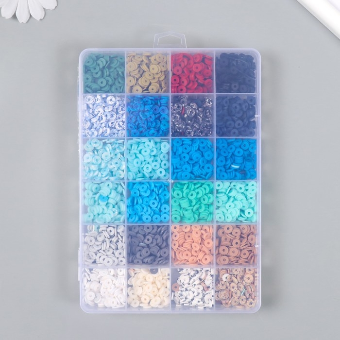 Декор для творчества пластик Декор для творчества пластик "Палитра синего и голубого" d=0,6 см н-р 24 цвета 18,5х13х2 см