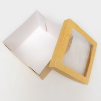 Коробка подарочная складная, упаковка, крышка-дно,с окном, крафт, 30 х 30 х 20 см