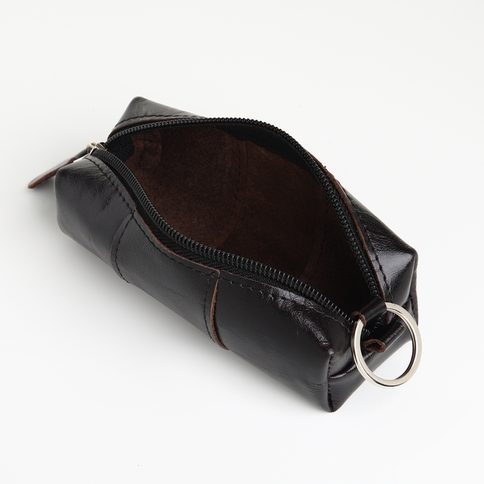 Ключница карманная на молнии, TEXTURA, длина 12,5 см, кольцо, цвет чёрный Ключница карманная на молнии, TEXTURA, длина 12,5 см, кольцо, цвет чёрный