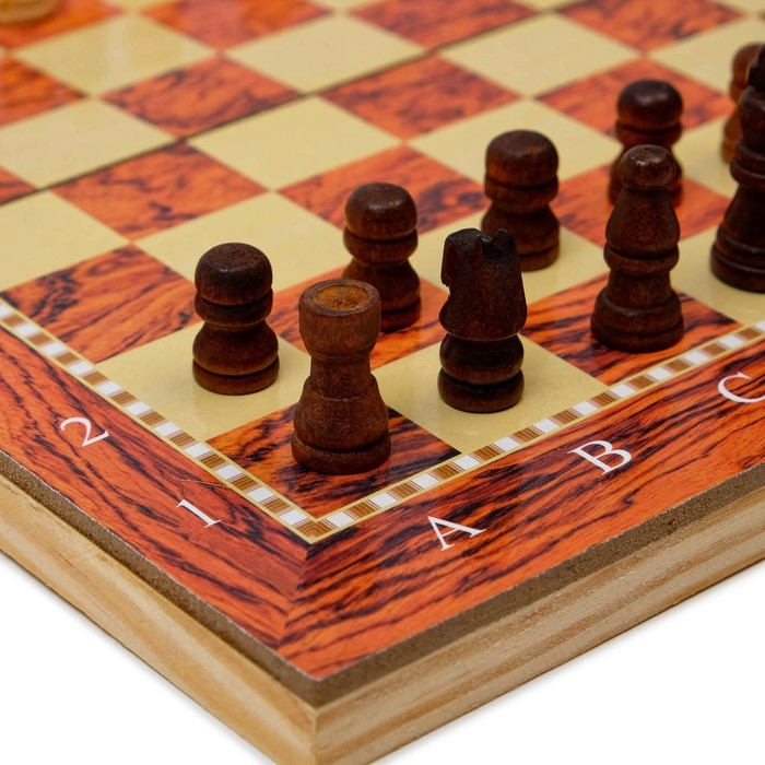 Шахматы, шашки, нарды, настольные игры, набор 3 в 1, 24 х 24 см