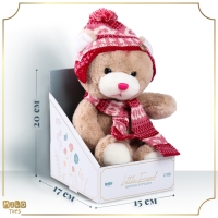Новогодняя мягкая игрушка Little Friend, мишка в шапке и шарфе, на новый год , 23 см