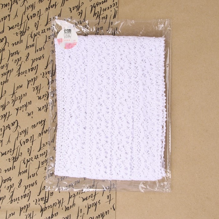 Кружево вязаное, 40 мм × 10 ± 1 м, цвет белый Кружево вязаное, 40 мм × 10 ± 1 м, цвет белый