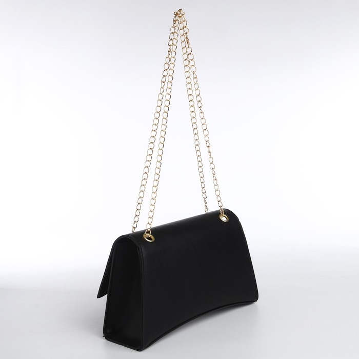 Сумка женская из искусственной кожи с клапаном, 26х16х9 см, черный цвет Сумка женская из искусственной кожи с клапаном, 26х16х9 см, черный цвет